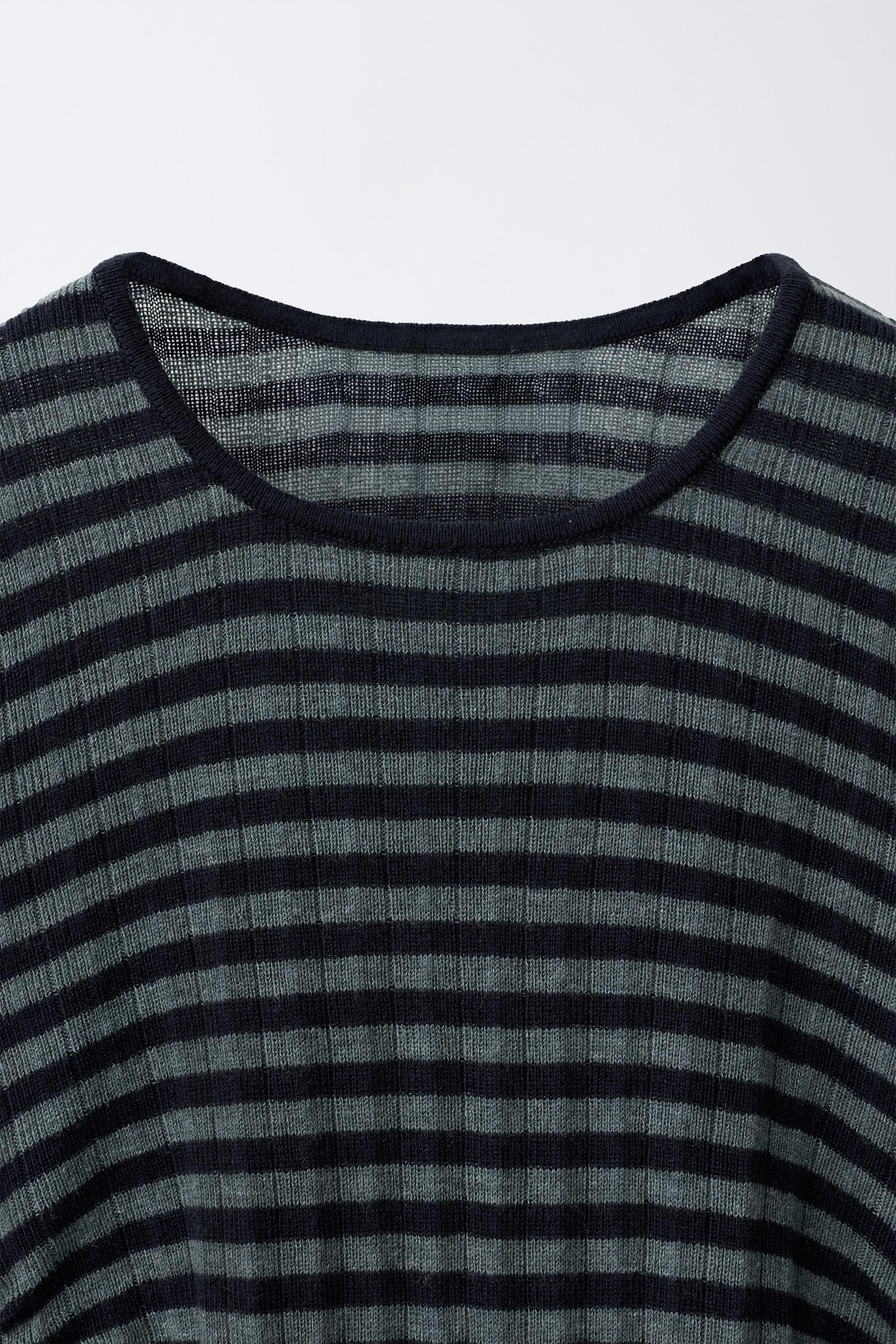 STRIPED RUCHED KNIT JUMPER